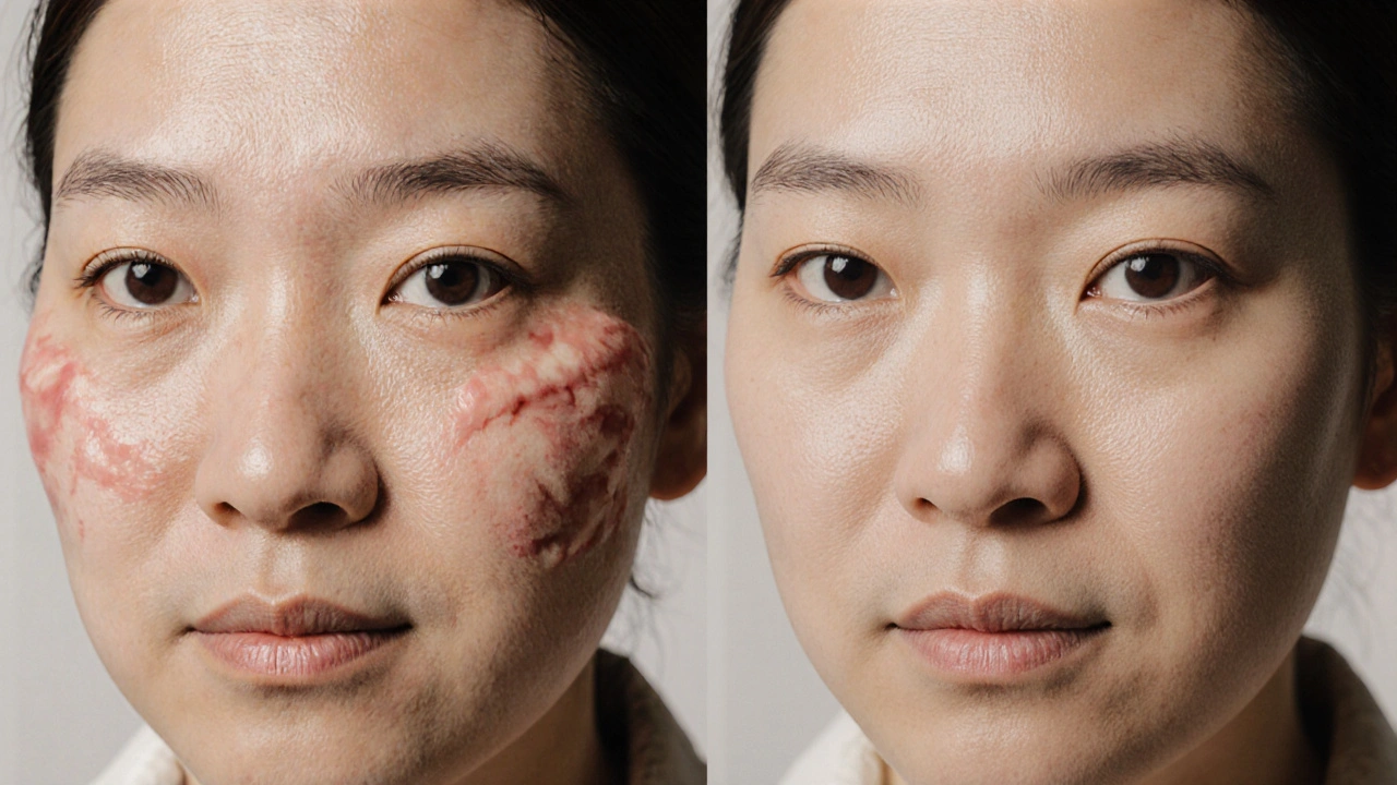 Subtle comparison of facial puffiness showing reduced swelling and improved skin glow.